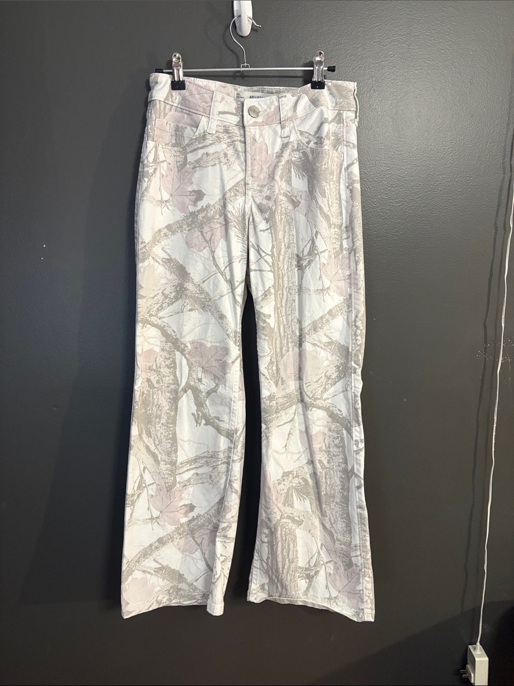 Hollister White Floral Print Wide Leg Jeans